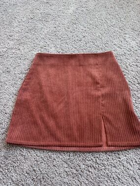 Altar'd State Ribbed Mini Skirt in Rusty Terracotta